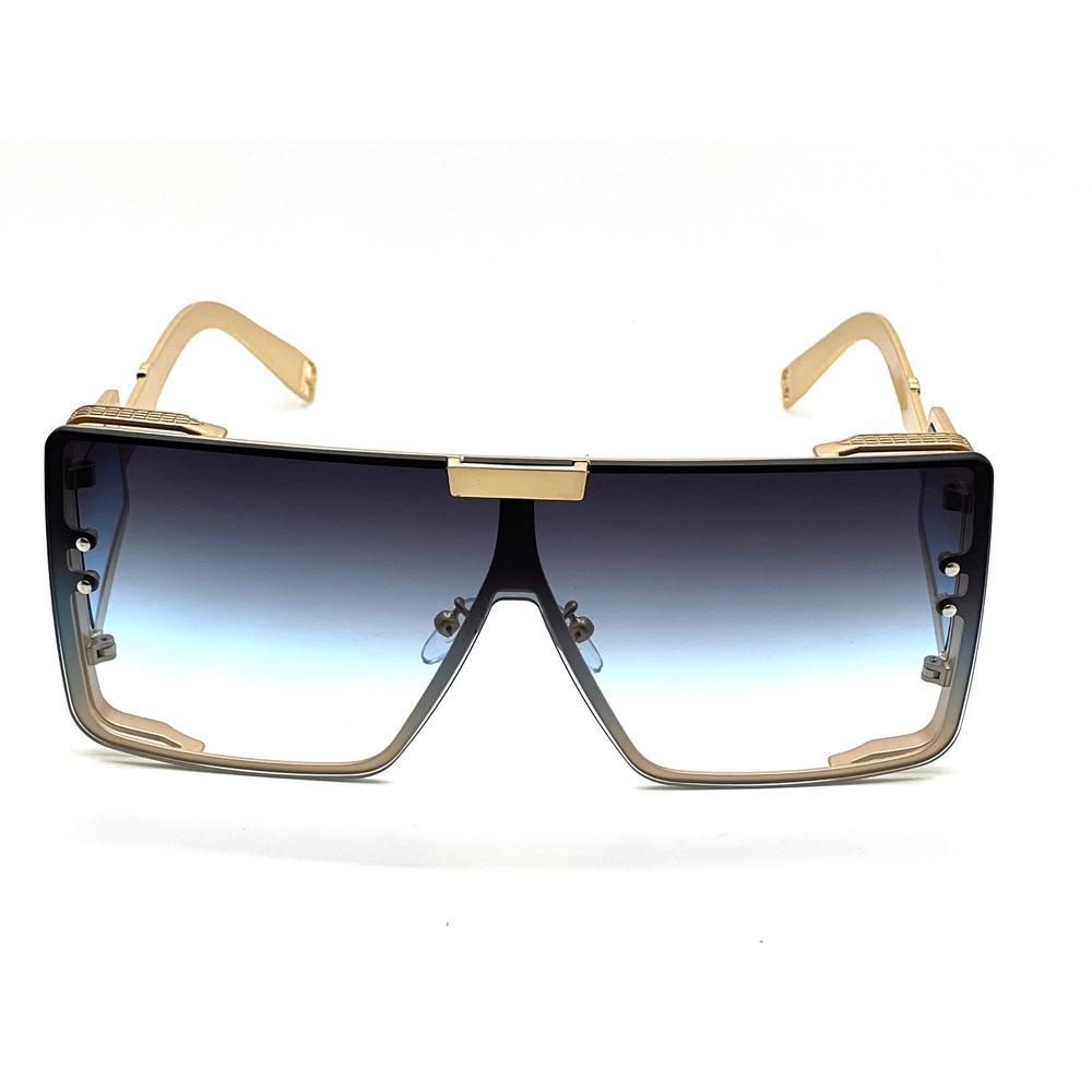Sunglasses Women Men Blue Graient Lens Oversized Rectangular Metal Lentes Gafas - Picture 6 of 11